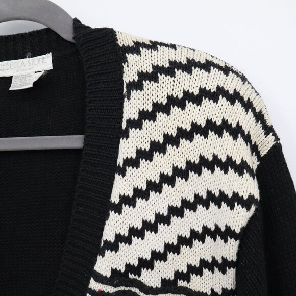 Rebecca Stone Patchwork Cardigan Womens L Black Boho Art To Wear Grandma Quirky - Picture 8 of 16